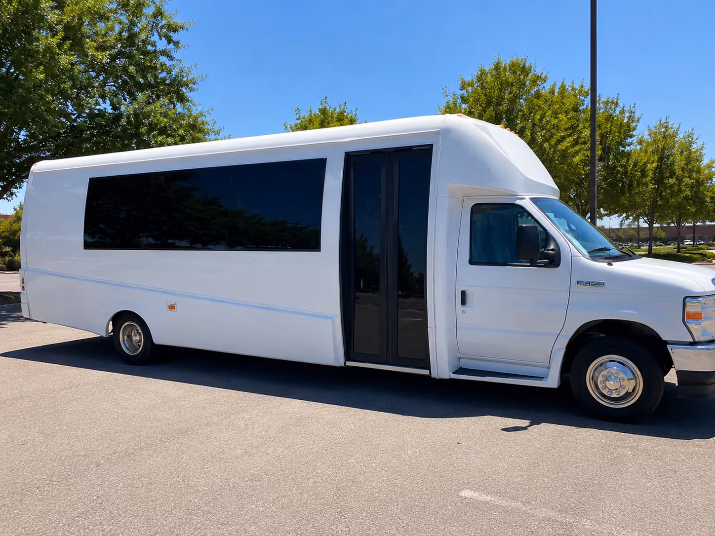 Columbus Birthday, Sweet 16, & Quinceañera Transportation party bus exterior