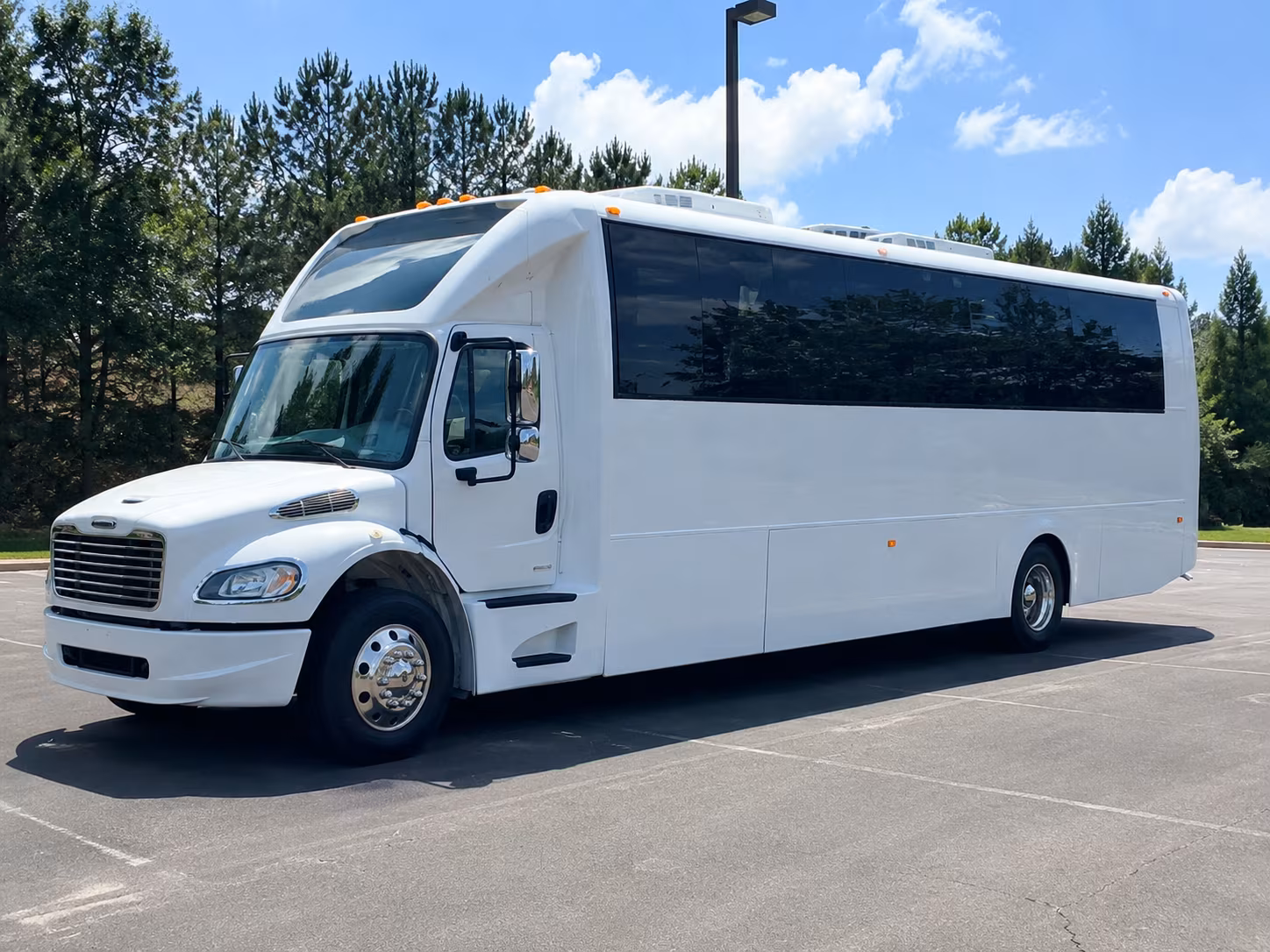 Columbus Birthday, Sweet 16, & Quinceañera Transportation party bus exterior