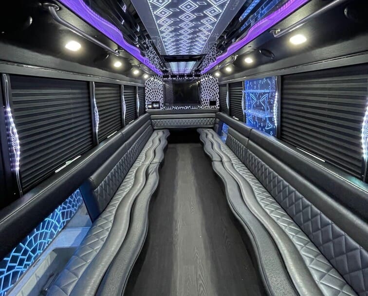 Lorain 30 Passenger Party Bus White Interior